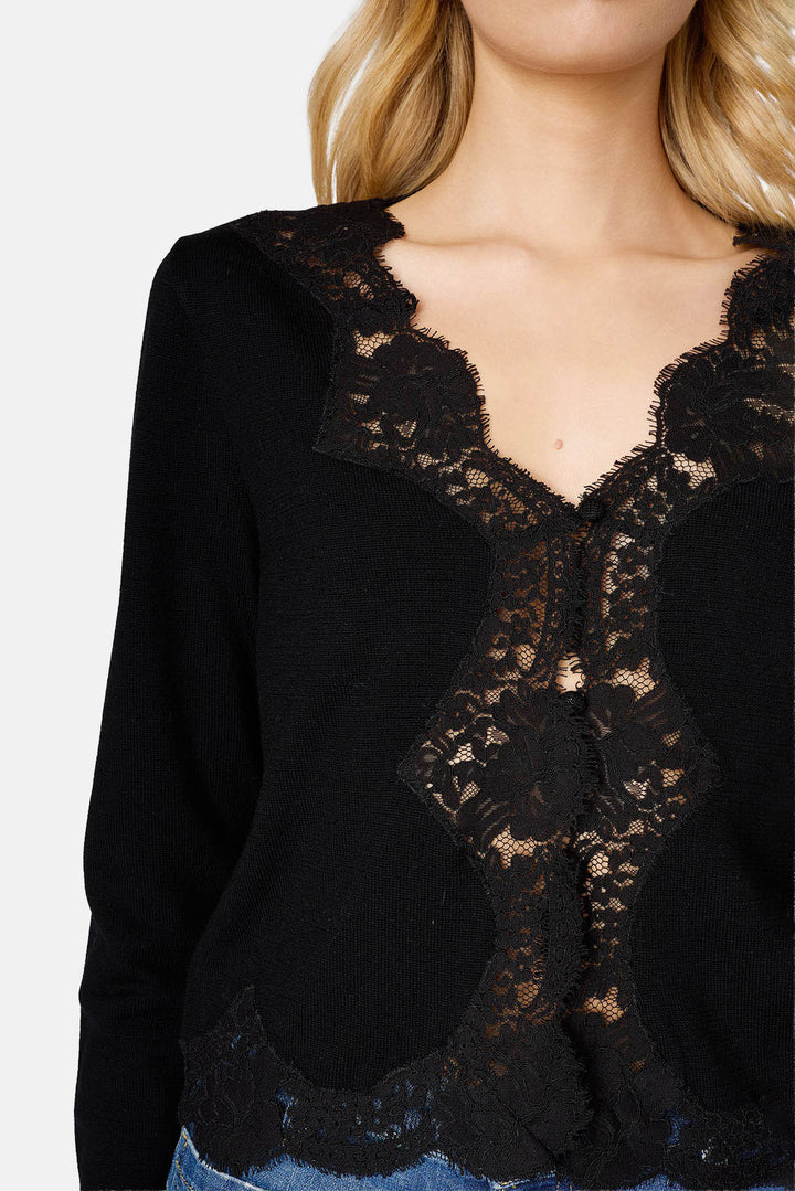 Sanders Merino Wool Cardigan Black