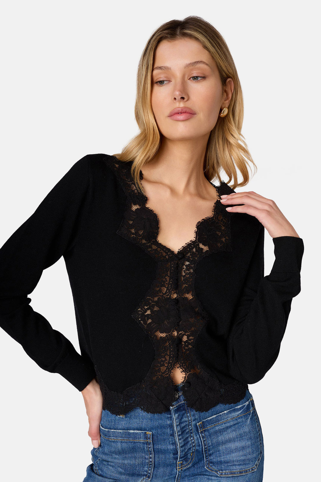 Sanders Merino Wool Cardigan Black