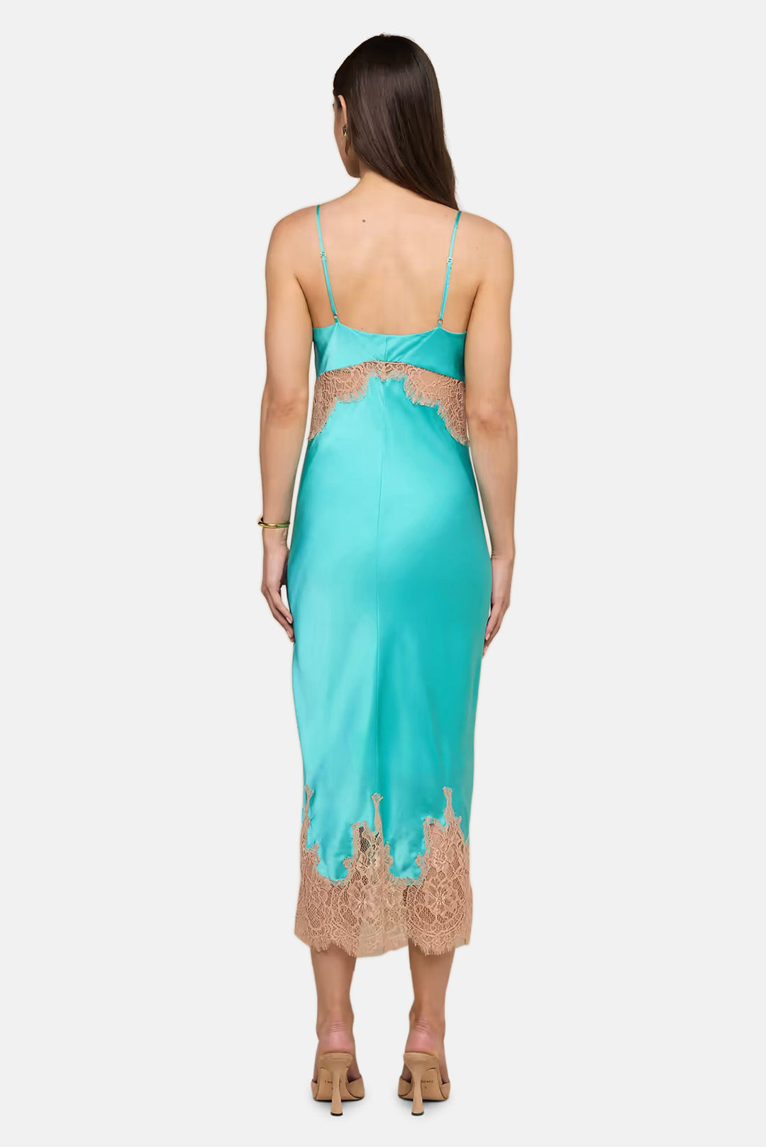 Scotly Silk Lace Dress Cyan/Cappuccino