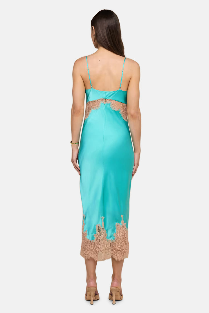 Scotly Silk Lace Dress Cyan/Cappuccino