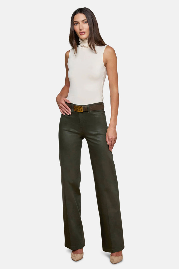 Scottie H/R Wide Leg Deep Olive Coated