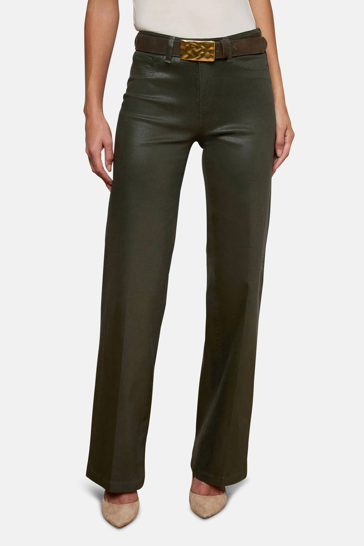 Scottie H/R Wide Leg Deep Olive Coated