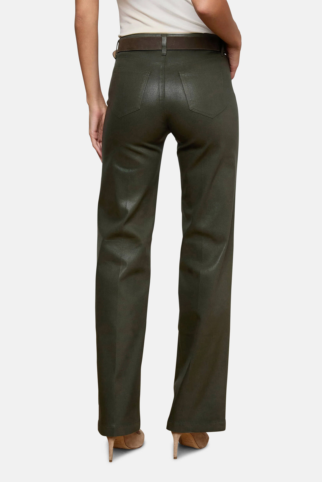 Scottie H/R Wide Leg Deep Olive Coated