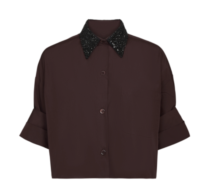 Next Ex With Crystal Collar in Cotton Poplin After Dark