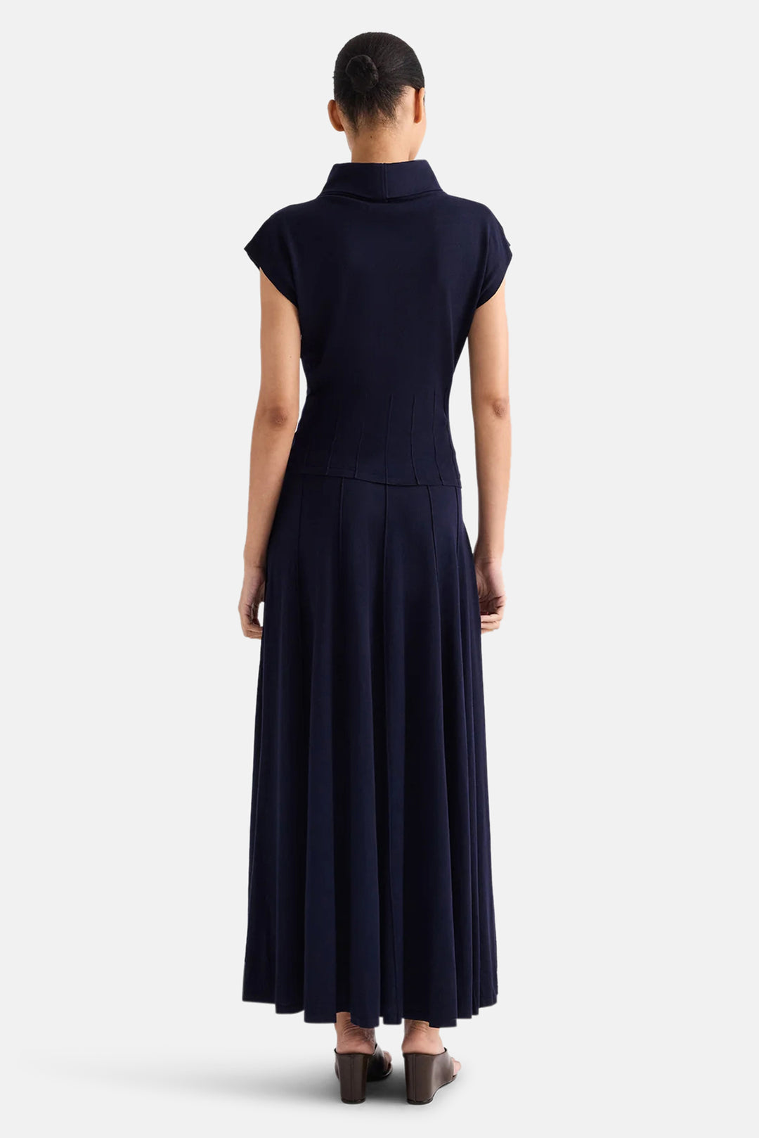 Seamed Maxi Skirt in Virgin Wool Blue Nights