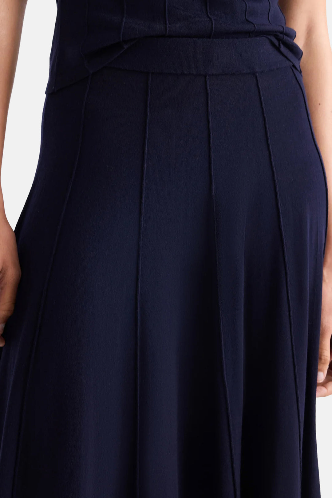 Seamed Maxi Skirt in Virgin Wool Blue Nights