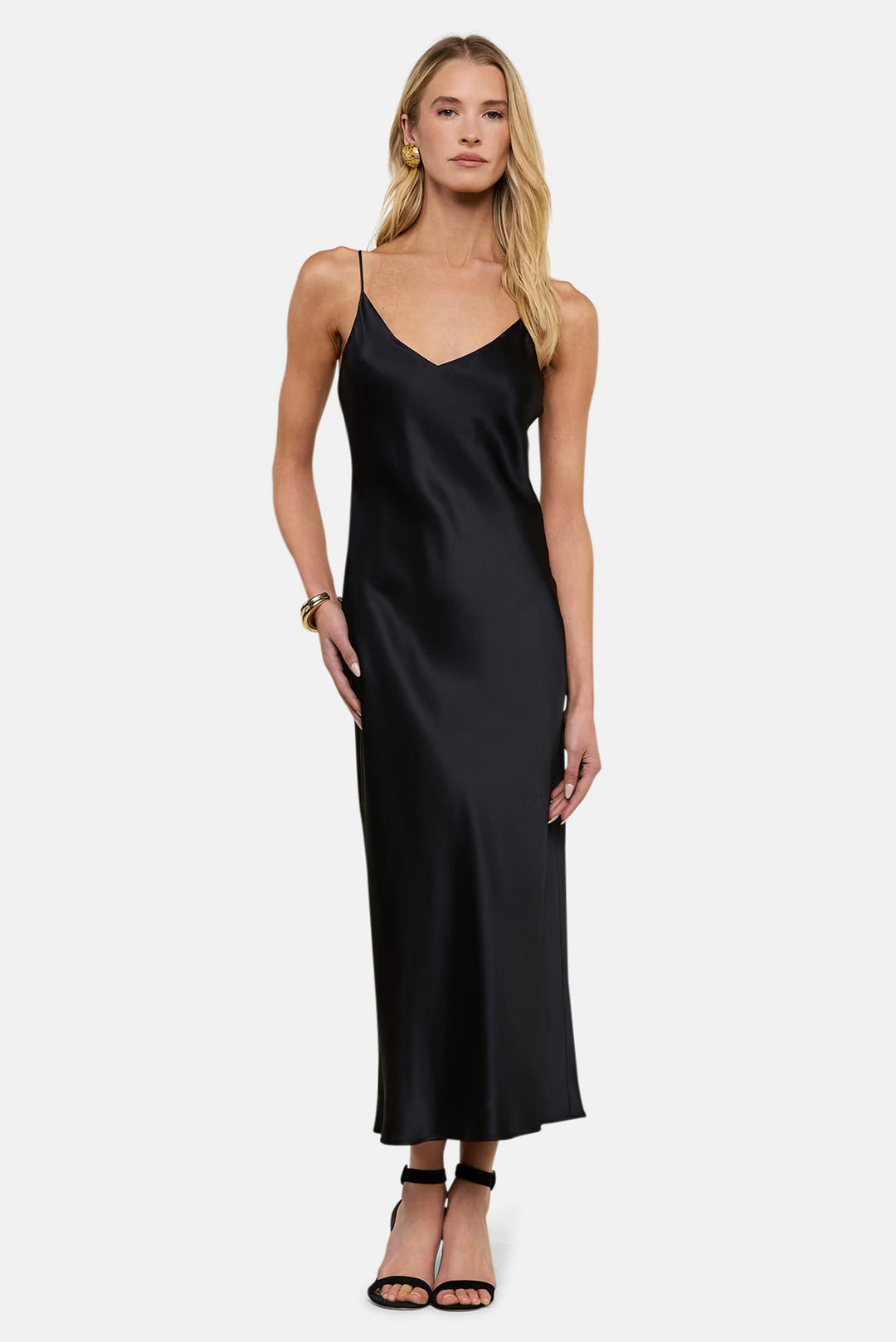 Seridie Silk Slip Dress Black