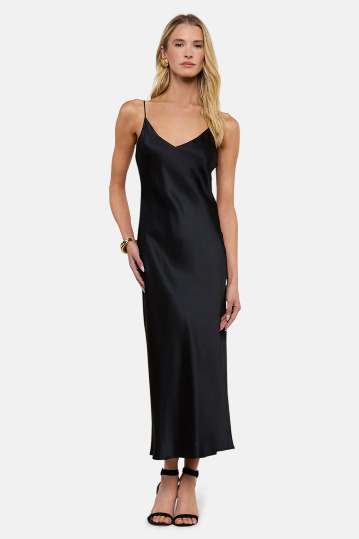 Seridie Silk Slip Dress Black