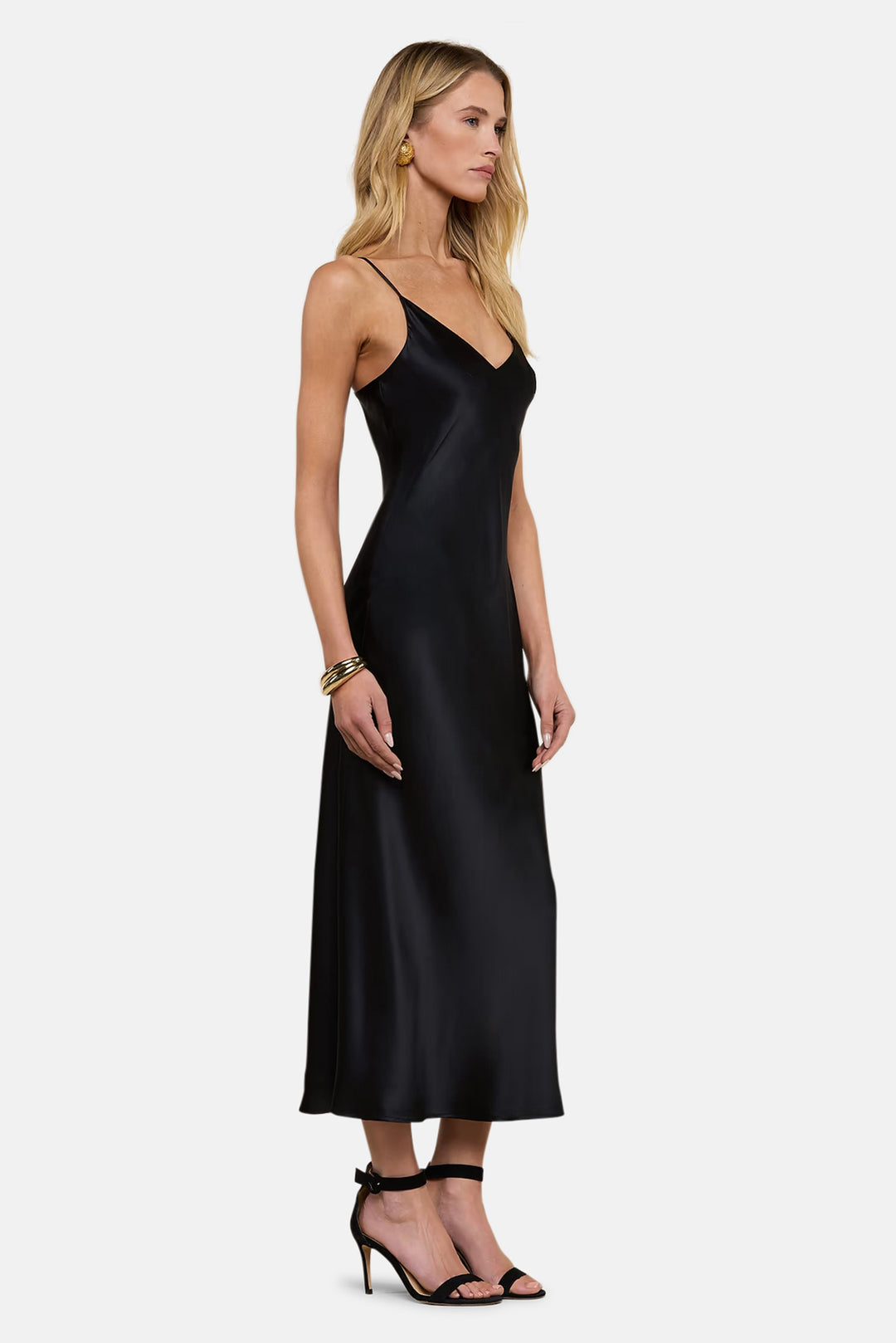 Seridie Silk Slip Dress Black