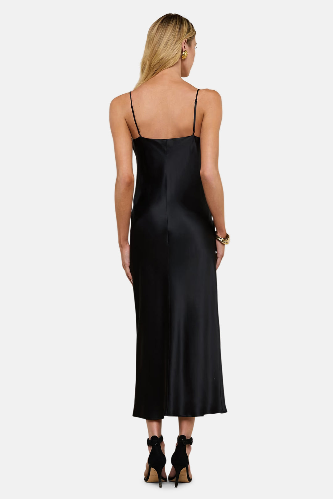 Seridie Silk Slip Dress Black