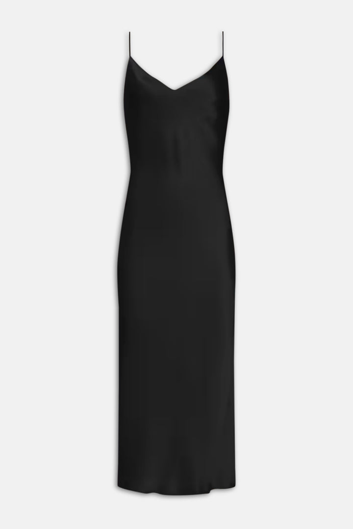 Seridie Silk Slip Dress Black
