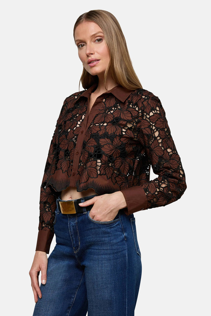 Seychelle Cropped Blouse Hot Fudge/Black