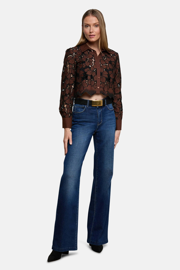 Seychelle Cropped Blouse Hot Fudge/Black