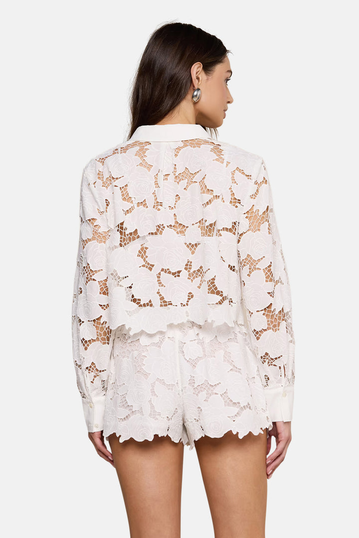 Seychelle Cropped Eyelet Blouse Ivory