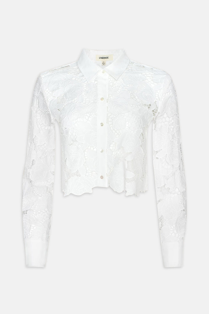 Seychelle Cropped Eyelet Blouse Ivory