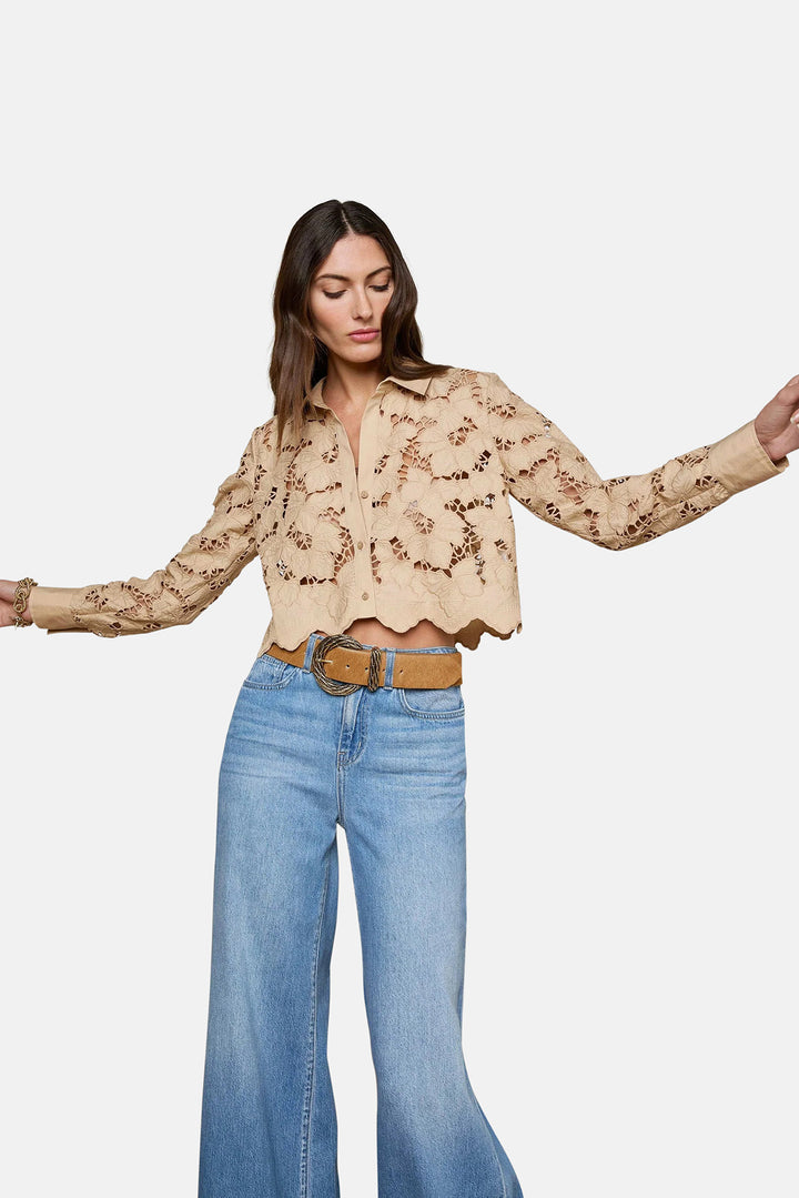 Seychelle Lace Cropped Blouse Almond