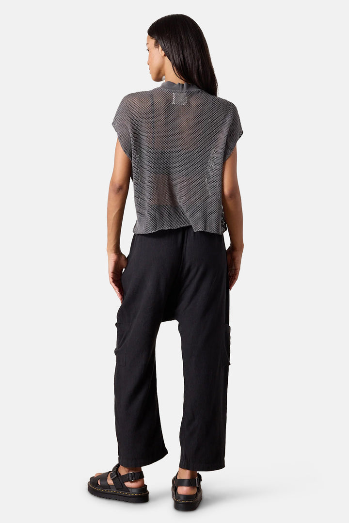 Shailey Paperbag Waist Linen Viscose Pant Black