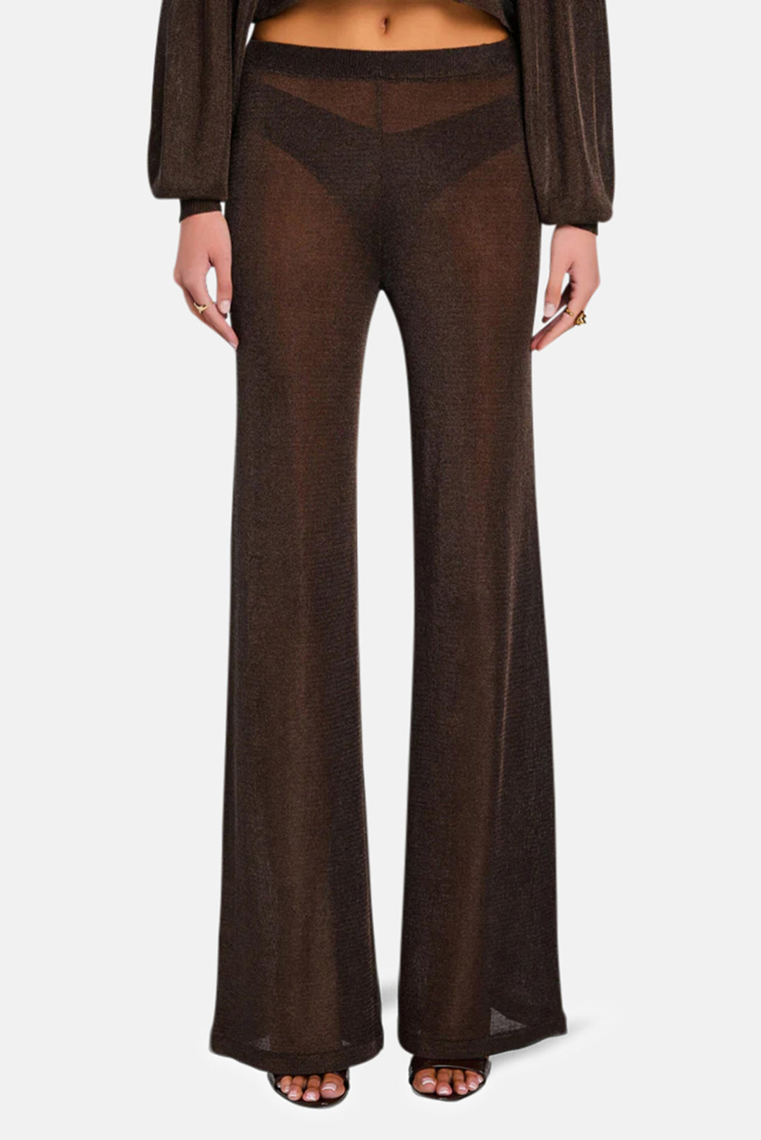 Sheldon Metallic Knit Pant Slate Brown