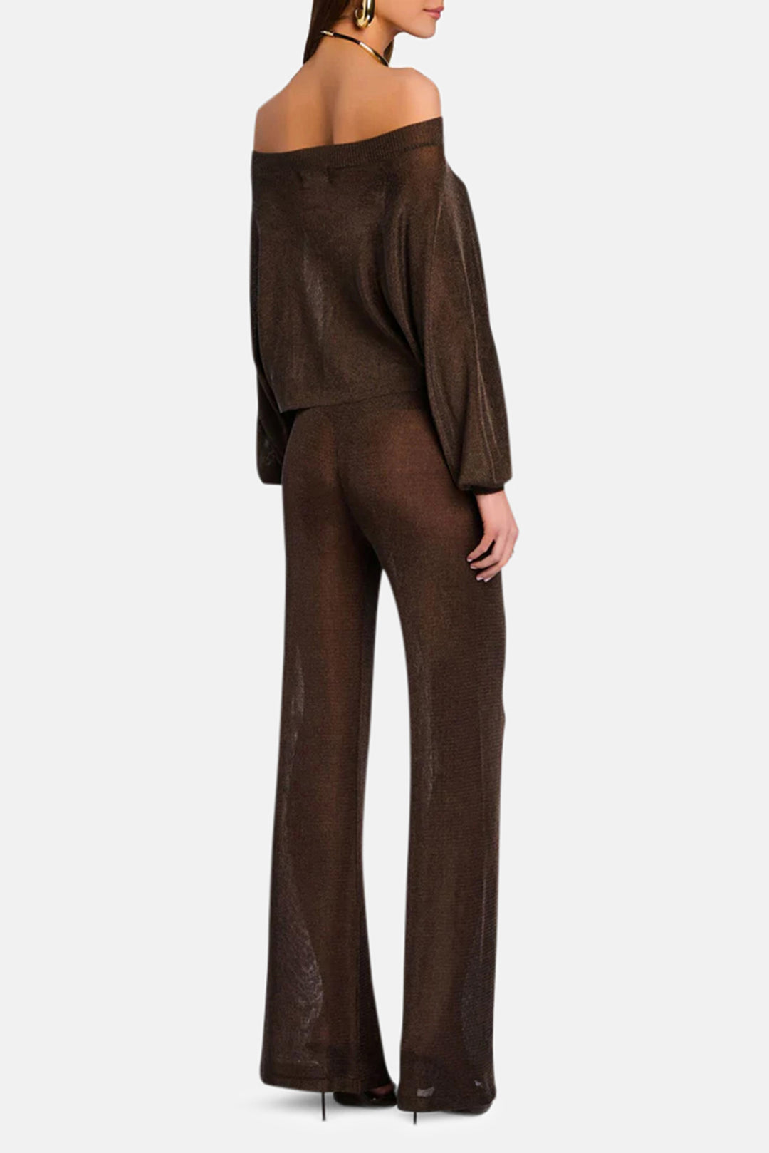 Sheldon Metallic Knit Pant Slate Brown