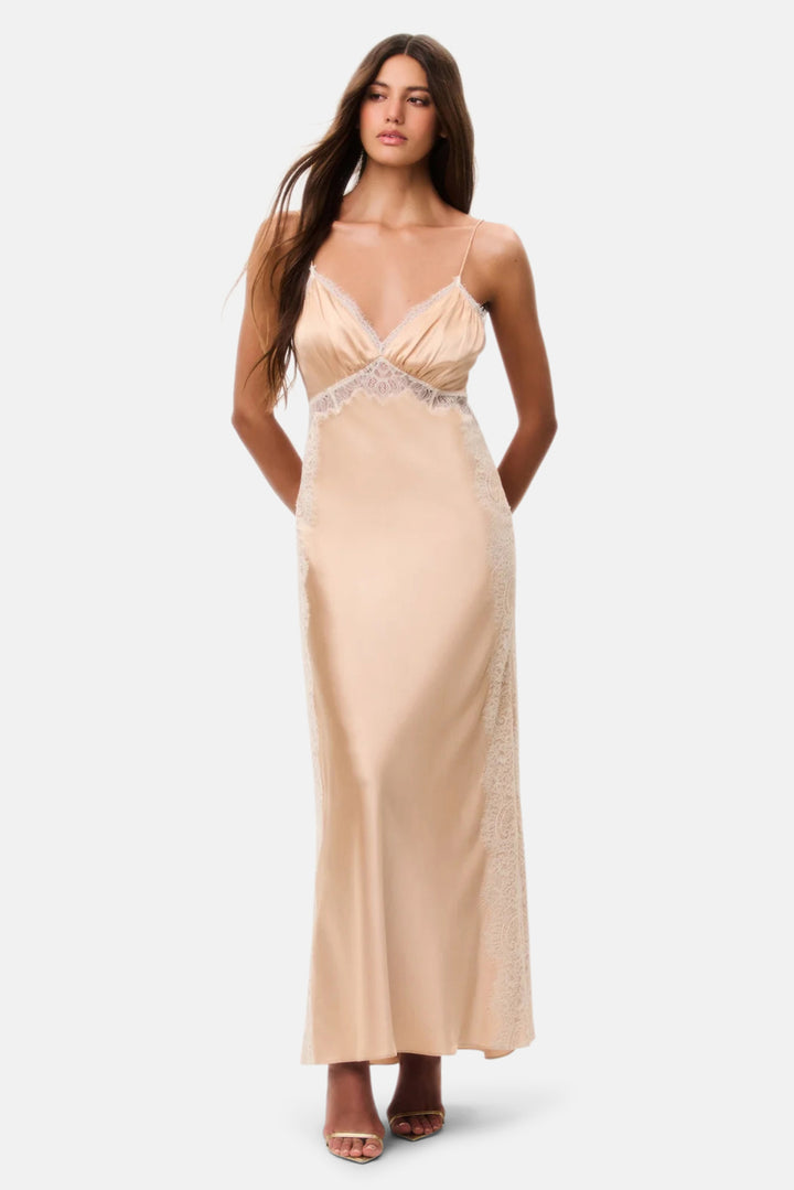 Shia Silk-Blend Maxi Dress Pale Gold