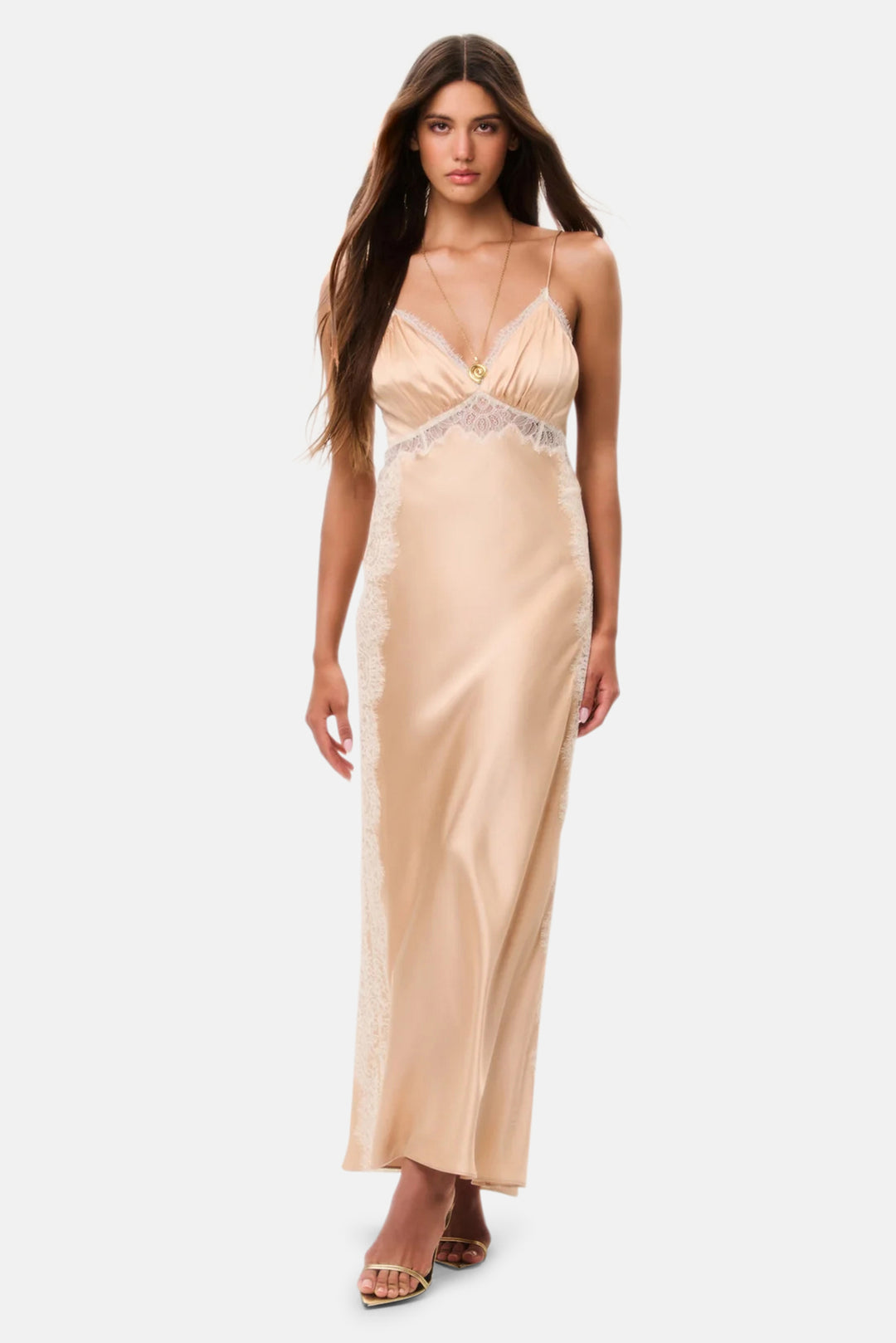 Shia Silk-Blend Maxi Dress Pale Gold