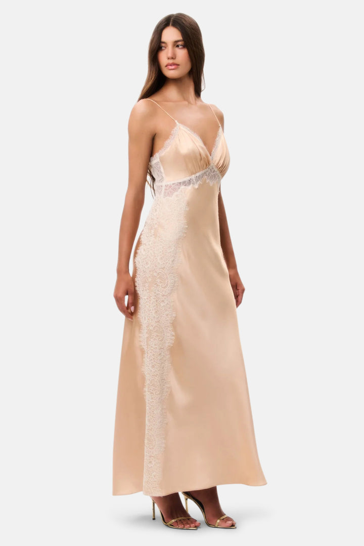 Shia Silk-Blend Maxi Dress Pale Gold
