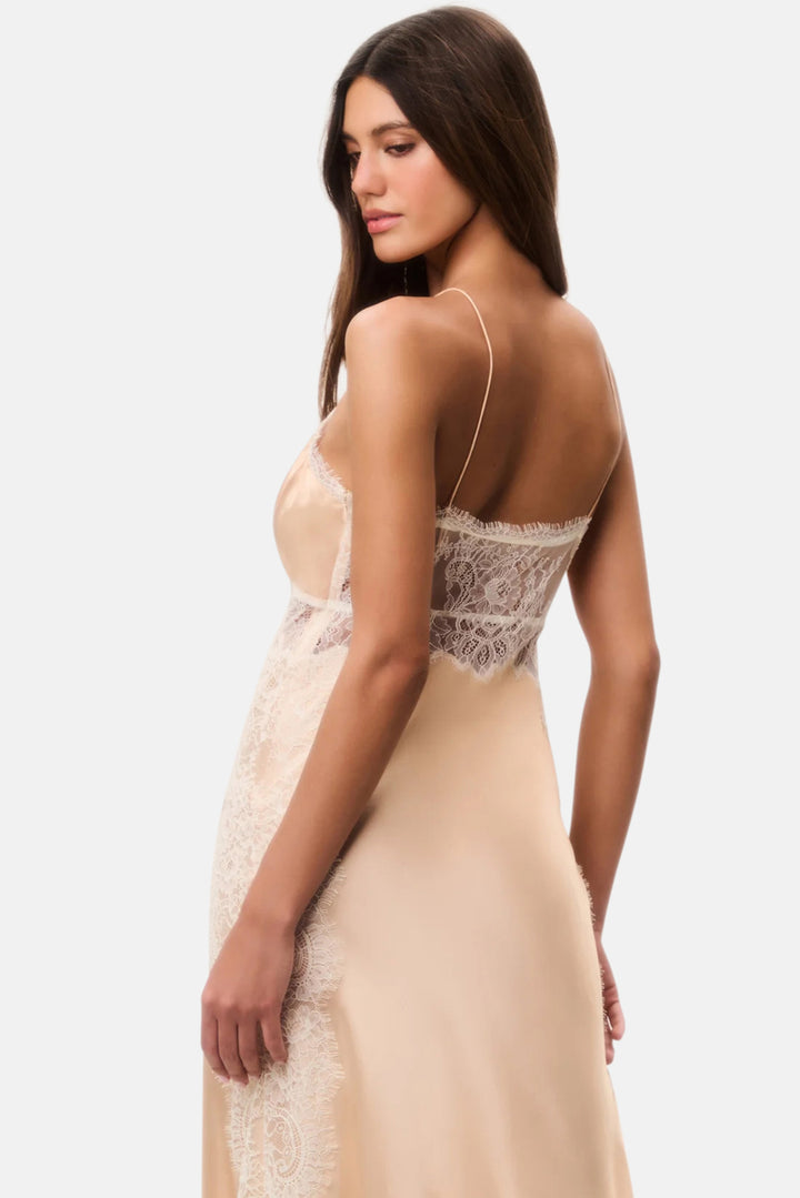 Shia Silk-Blend Maxi Dress Pale Gold