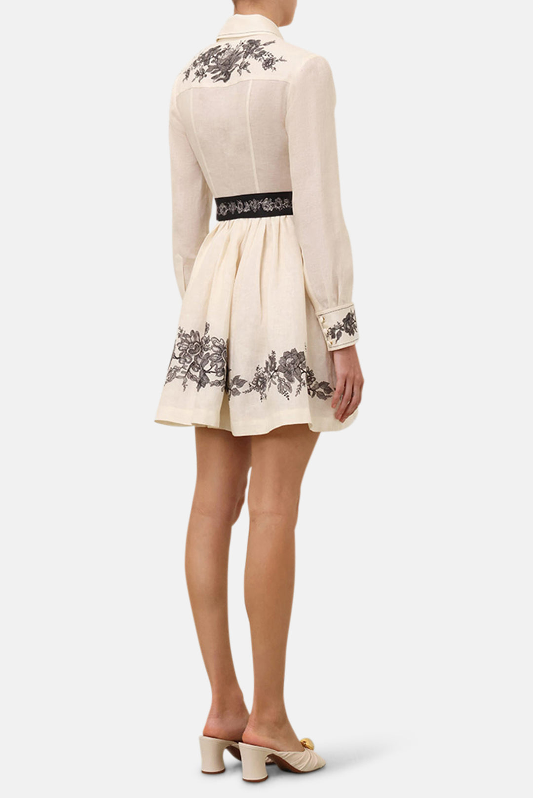 Shirt Mini Dress Cream Floral