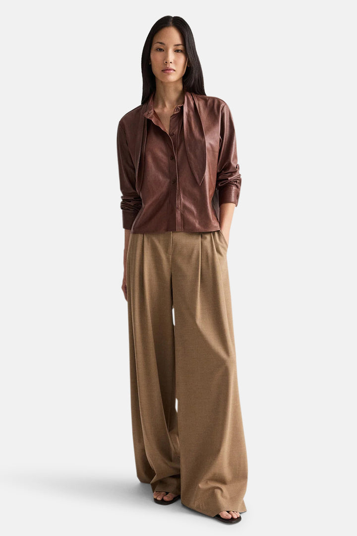 Shirt w/ Tie Insert in Leather Cigar