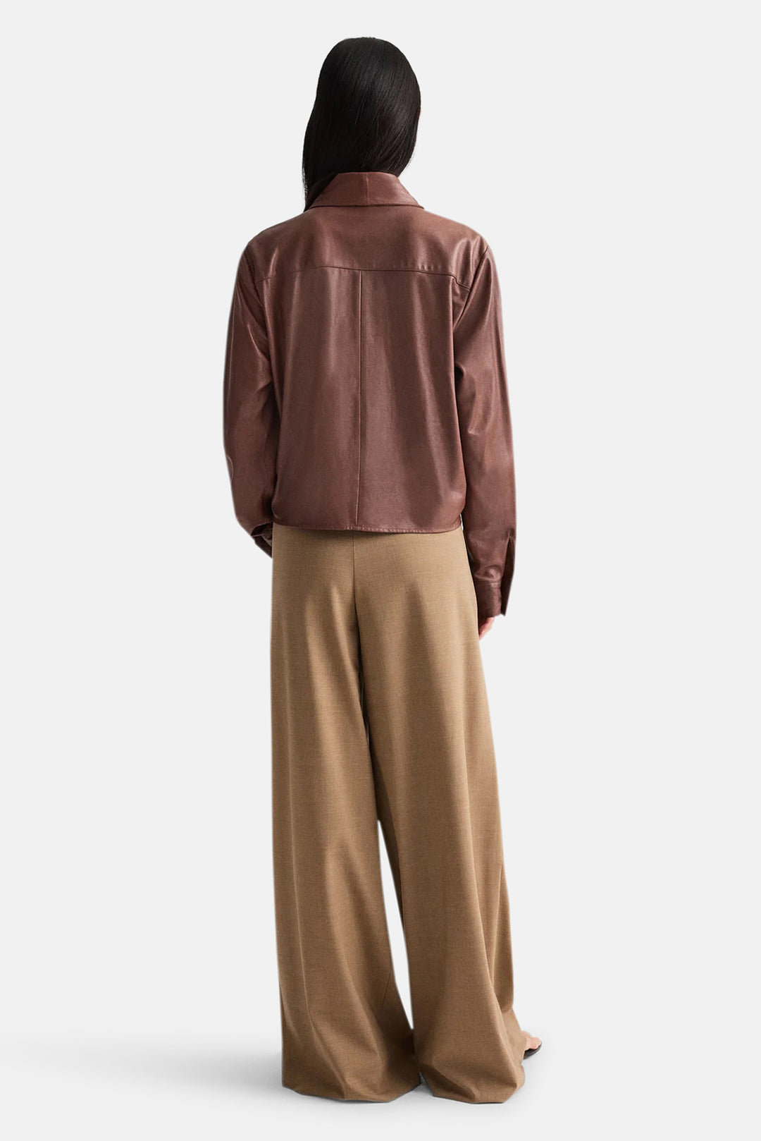 Shirt w/ Tie Insert in Leather Cigar