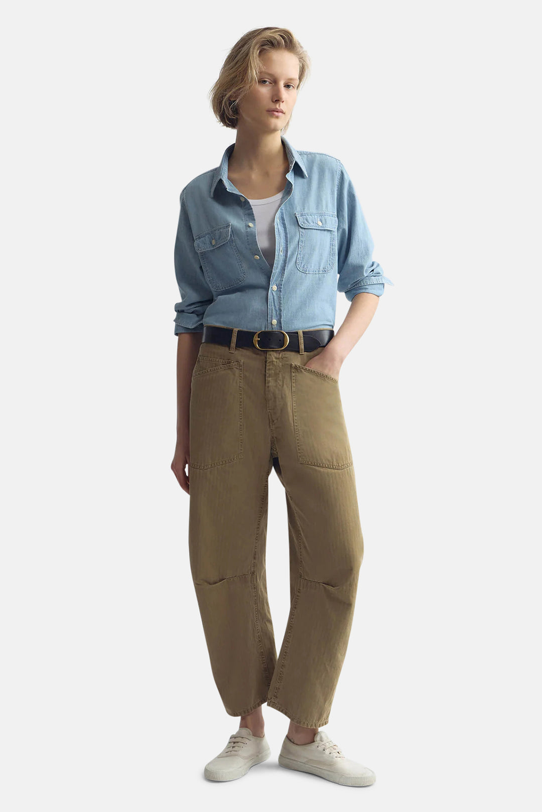Shon Herringbone Pant French Khaki