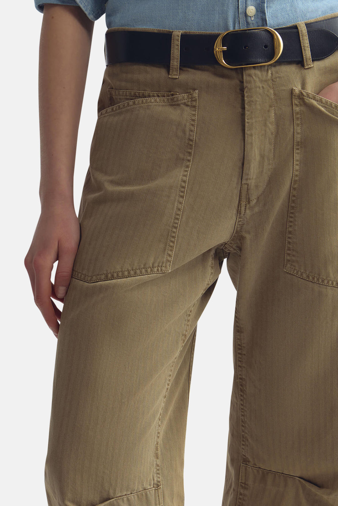Shon Herringbone Pant French Khaki