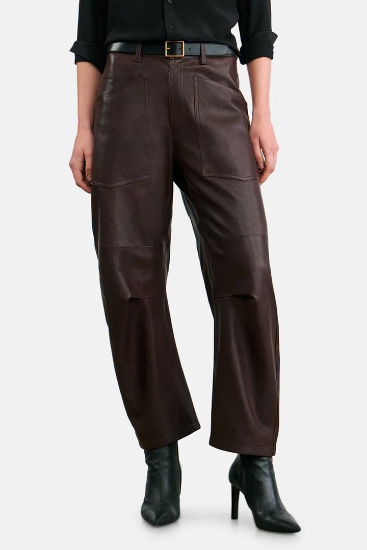 Shon Leather Pant Dark Brown
