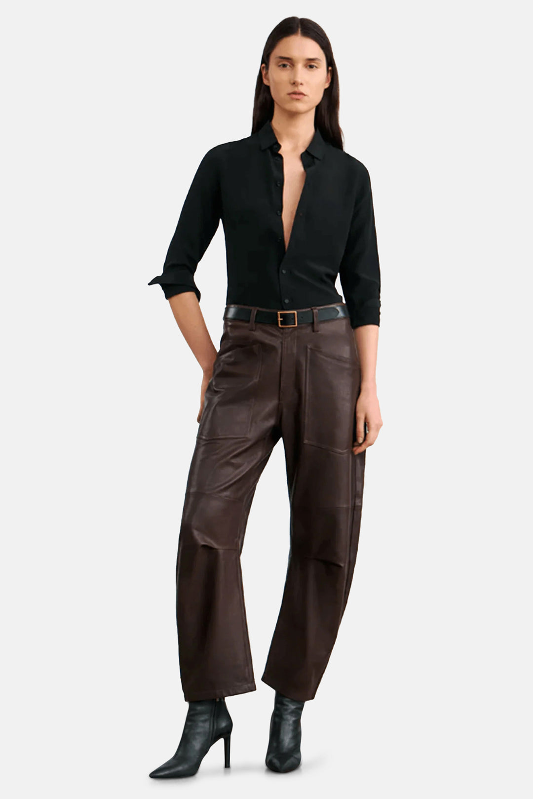 Shon Leather Pant Dark Brown