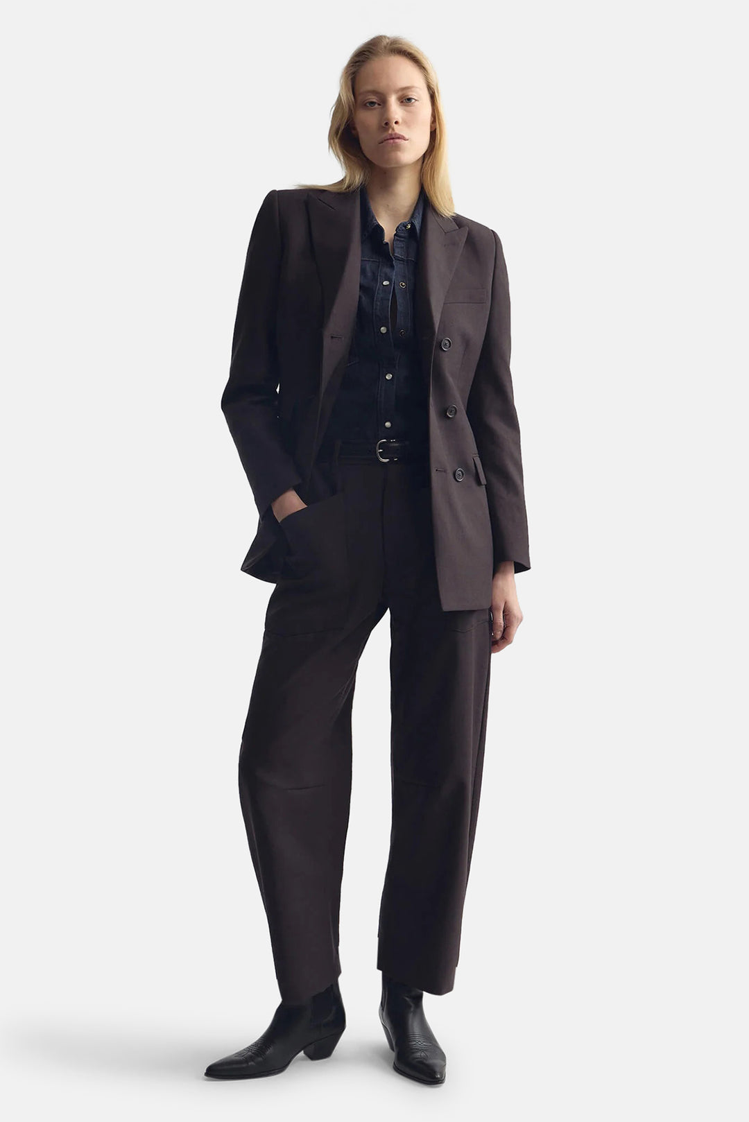 Shon Wool Pant Brown Herringbone
