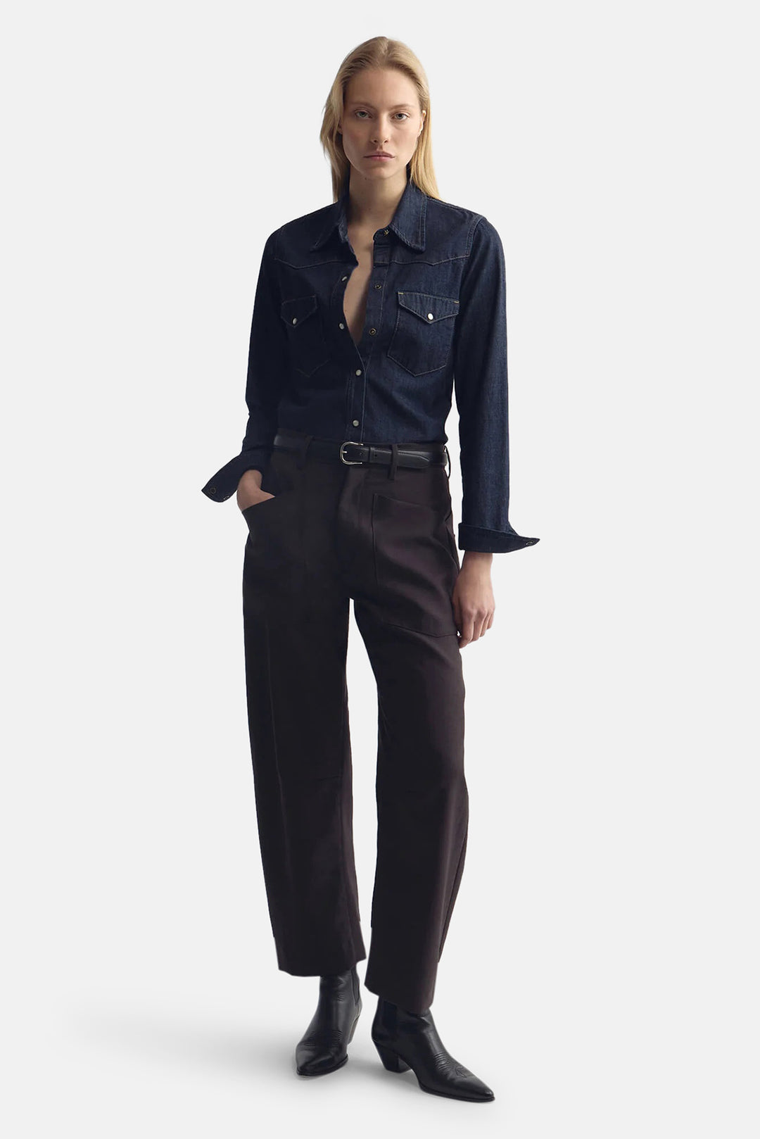 Shon Wool Pant Brown Herringbone