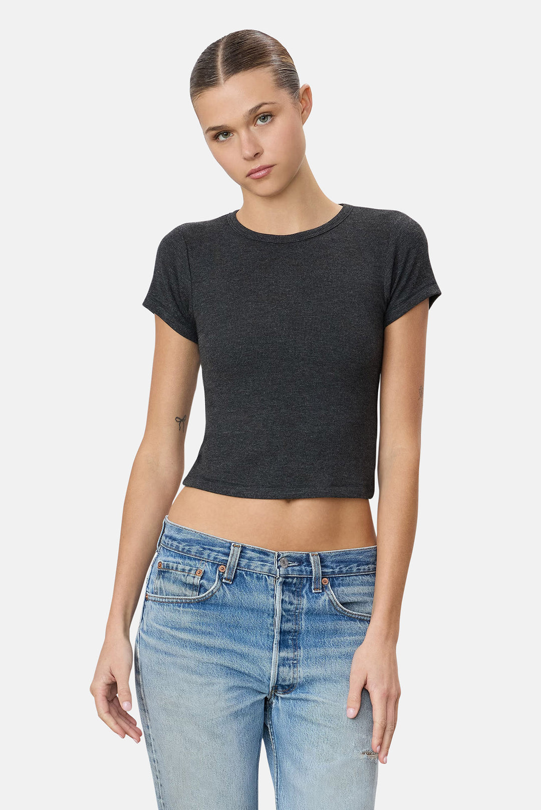 Short Sleeve Baby Tee Heather Charcoal