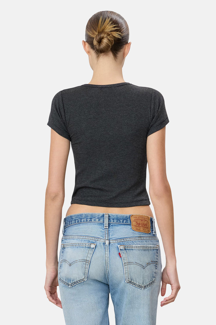 Short Sleeve Baby Tee Heather Charcoal