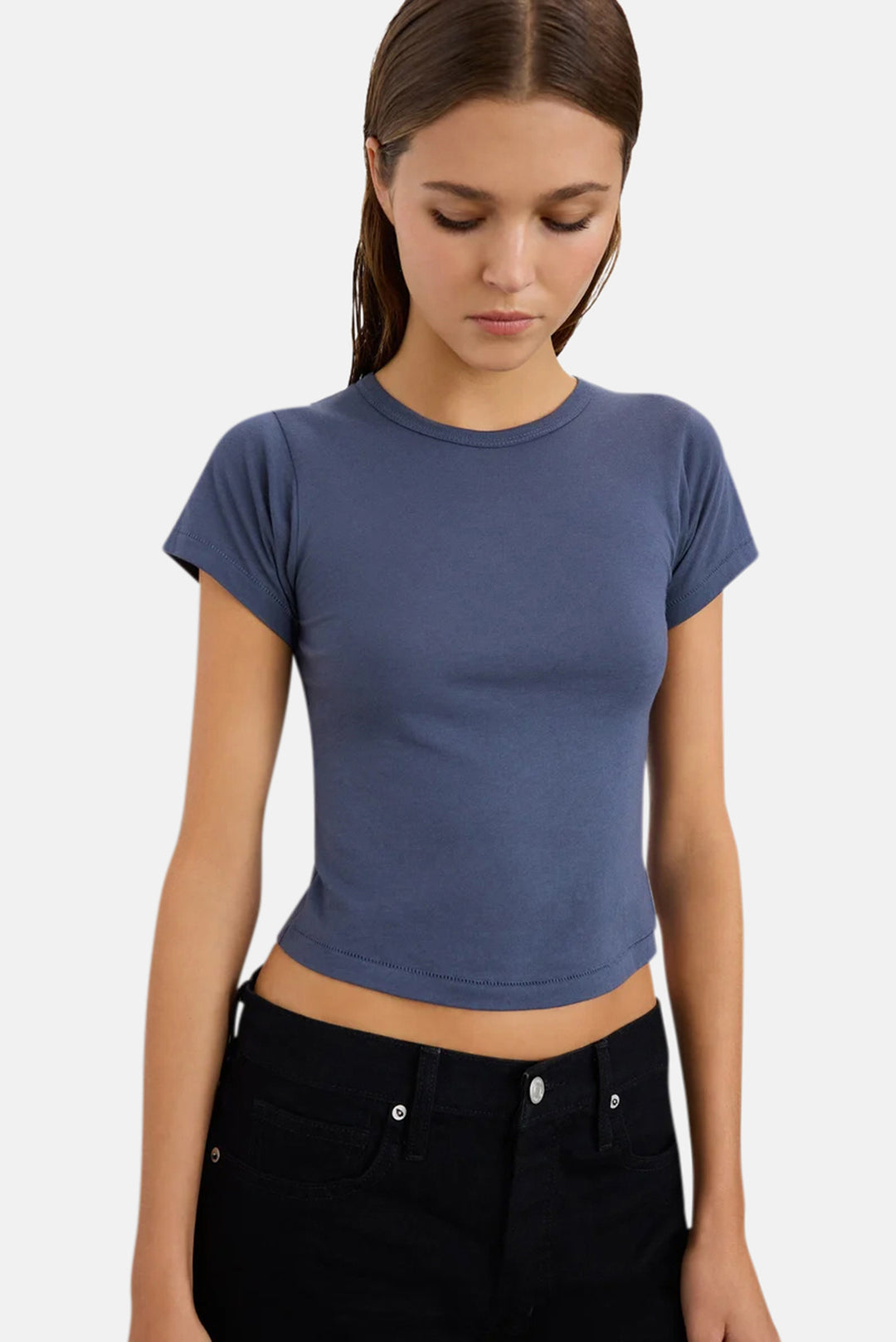 Short Sleeve Baby Tee Washed Navy