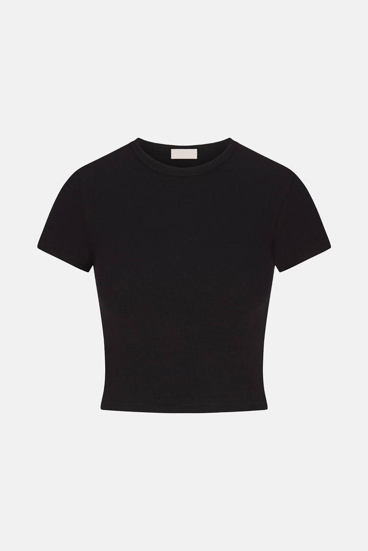 Short Sleeve Ribbed Baby Tee Black