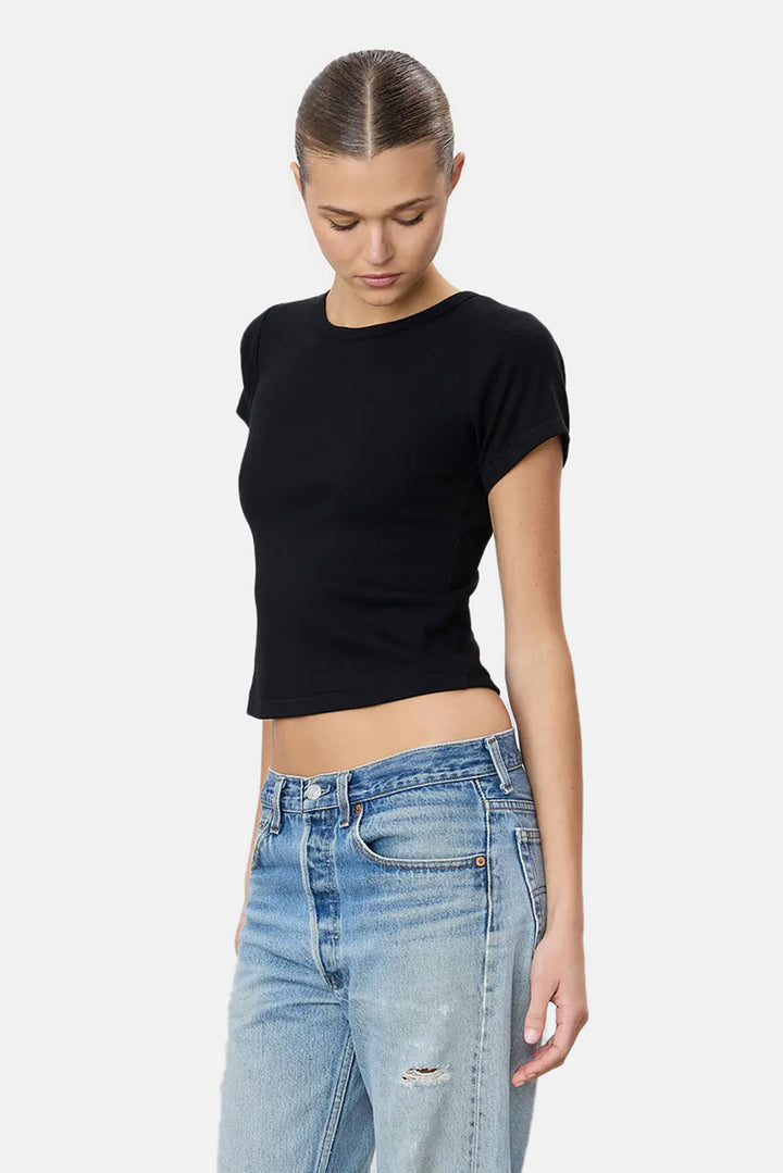 Short Sleeve Ribbed Baby Tee Black