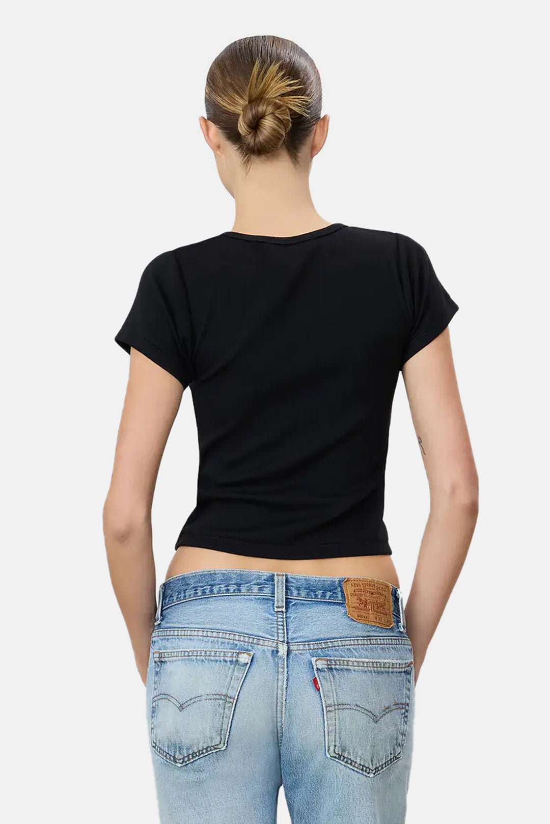 Short Sleeve Ribbed Baby Tee Black