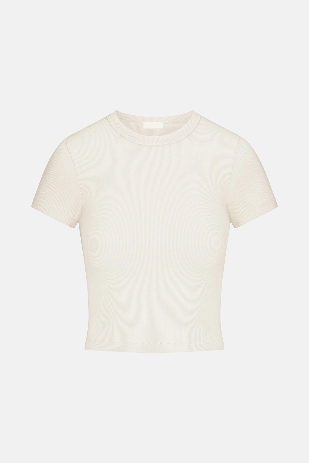 Short Sleeve Ribbed Baby Tee Cream