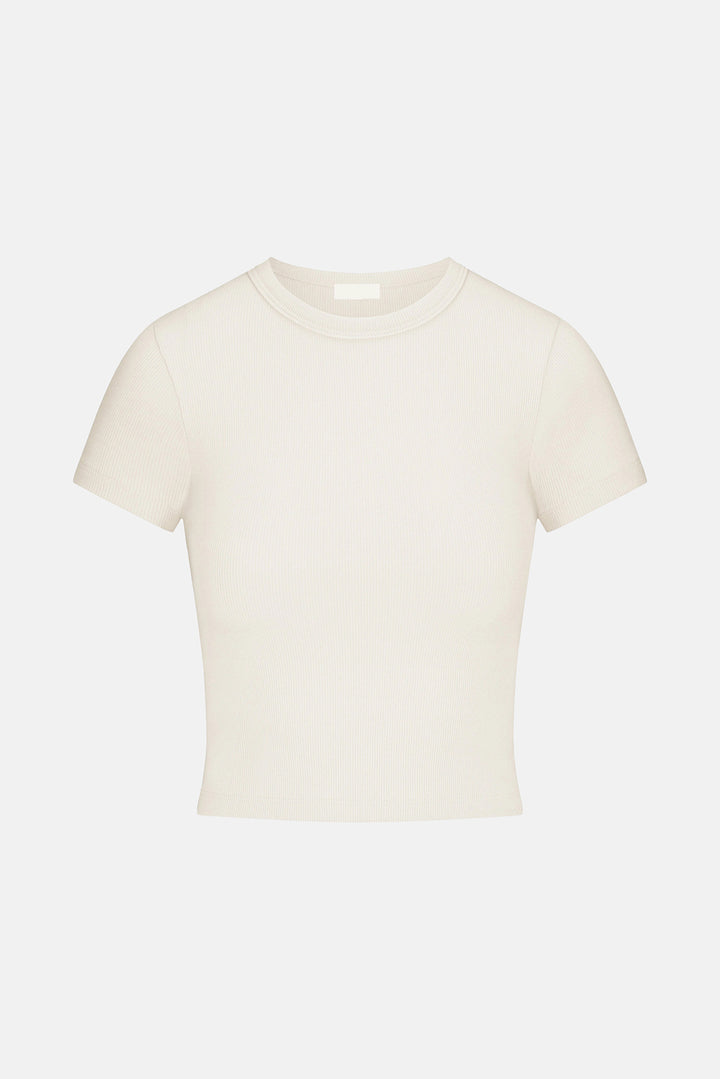 Short Sleeve Ribbed Baby Tee Cream
