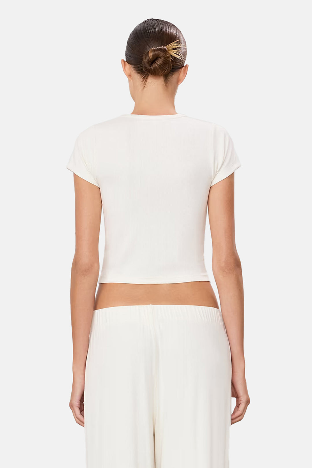 Short Sleeve Ribbed Baby Tee Cream