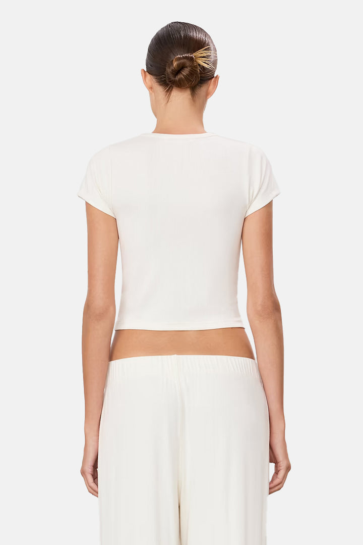 Short Sleeve Ribbed Baby Tee Cream
