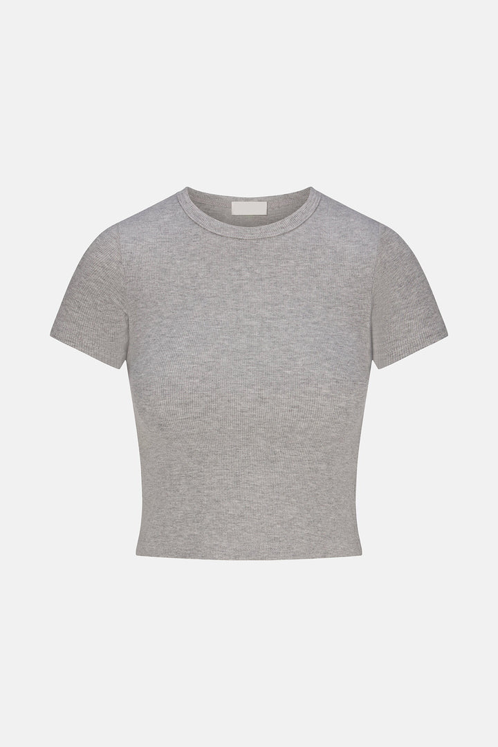 Short Sleeve Ribbed Baby Tee Heather Grey