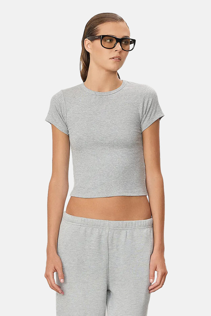 Short Sleeve Ribbed Baby Tee Heather Grey