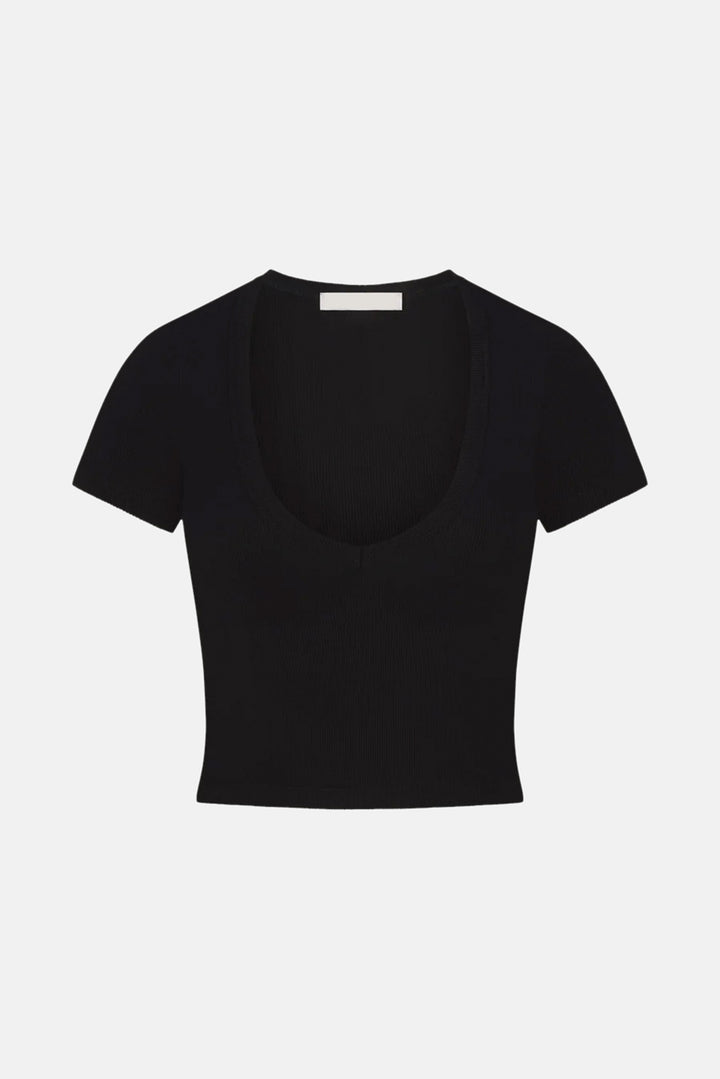 Short Sleeve V-Neck Baby Tee Black