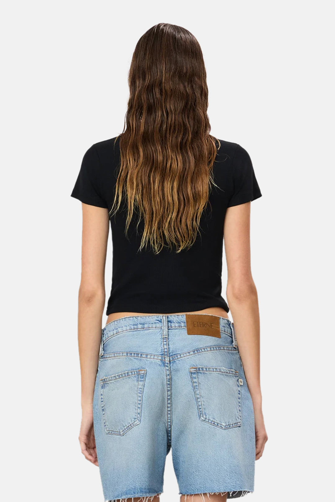 Short Sleeve V-Neck Baby Tee Black